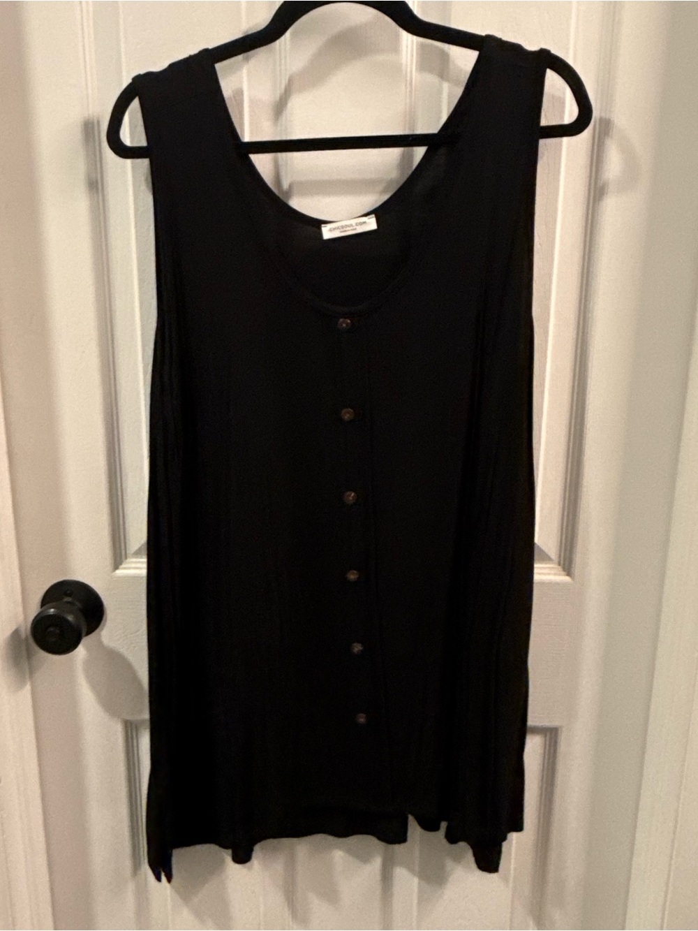 Chic Soul Sleeveless Black Button-Front Tank Top 1X